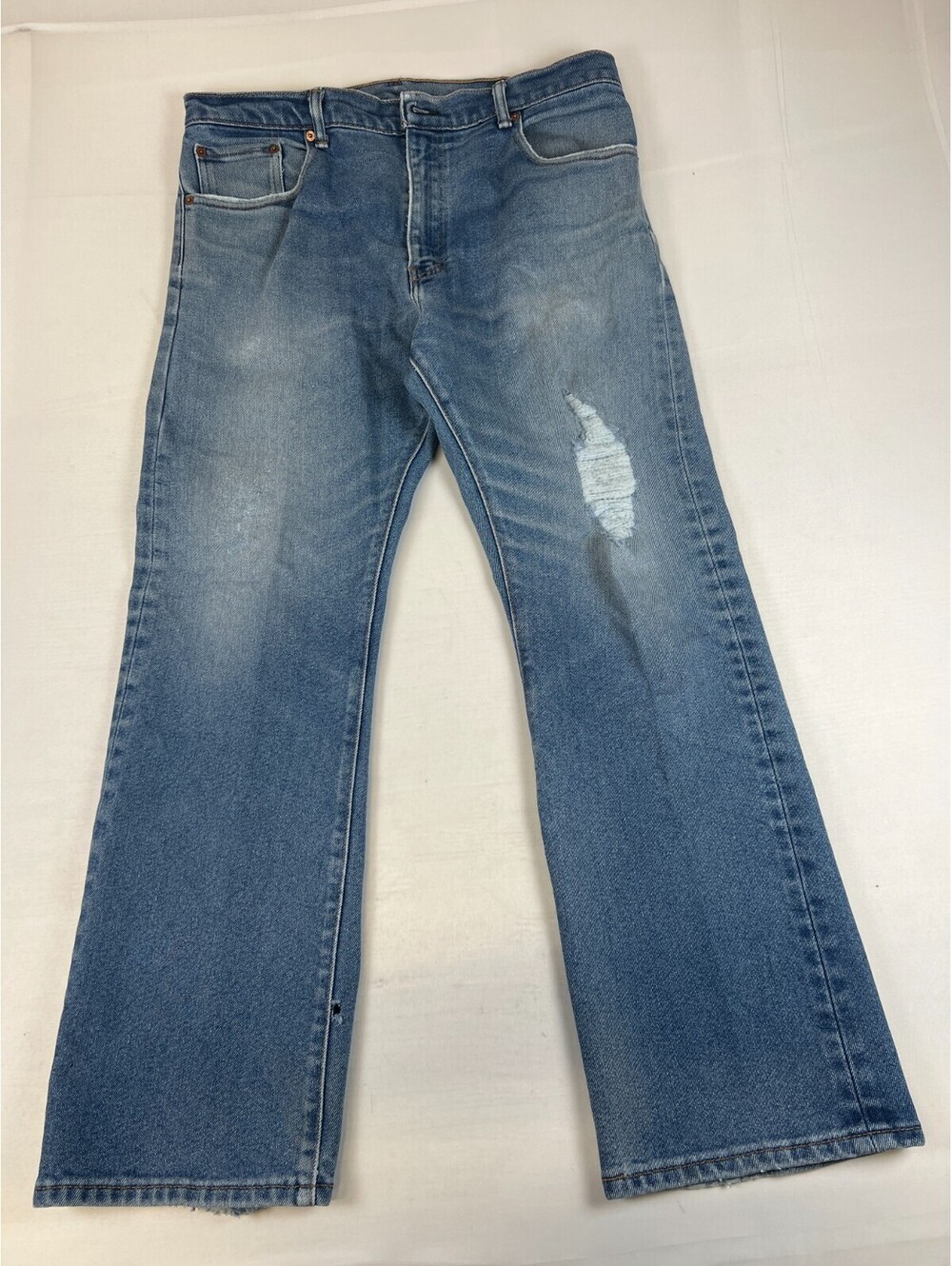Levi's Men 517 Bootcut Jeans Light Blue W38 L30 Cotton Denim Distressed